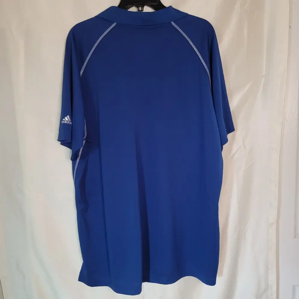 XL Adidas Blue Polo Shirt with White Stitching